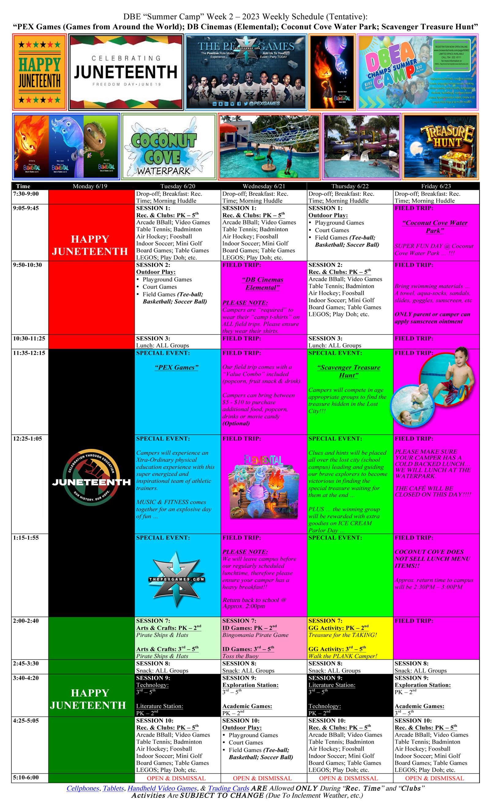 DBES Week 2 Schedule